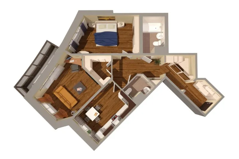 Необычная планировка двухкомнатной квартиры