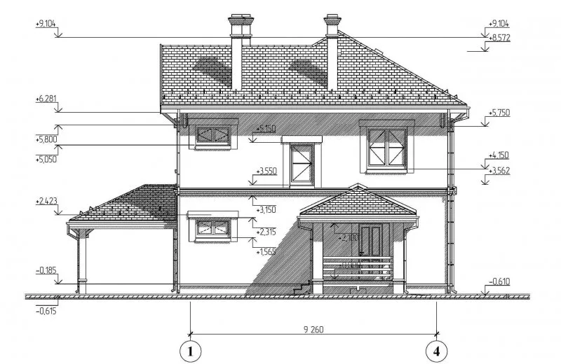 План-схема одноэтажного дома с мансардой