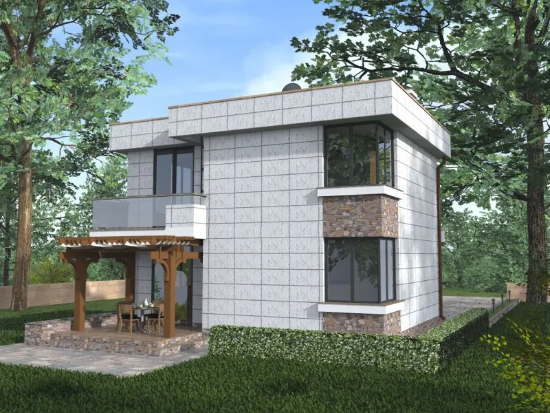 Проект двухэтажный домик с плоской крышей