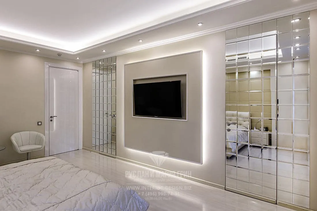 Дизайн спальни с зоной ТВ