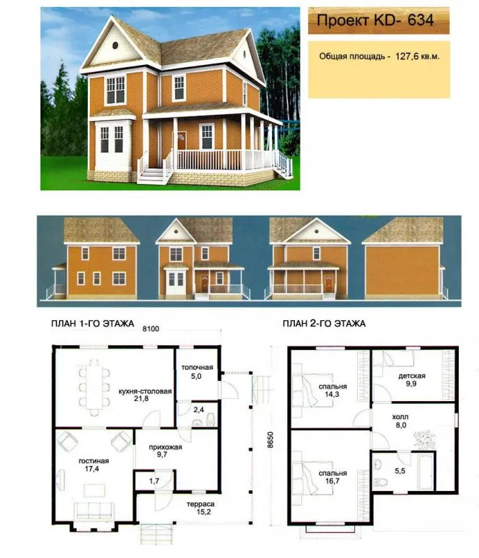 План двухэтажного дома с размерами