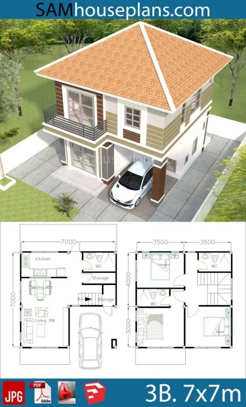 Маленький двухэтажный дом планировка