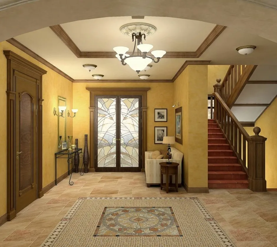 Интерьер большого коридора в доме